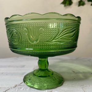 Vintage Emerald Green E O Brody Co Glass Candy Dish
